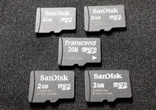 X5 2GB Micro SD Card - Memory Card Job Lot Bundle 2 Gigabyte Five Cards