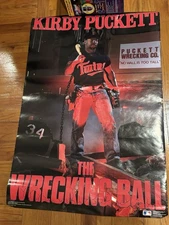 Kirby Puckett “The Wrecking Ball” Minnesota Twins MLB Poster 1990s Vintage READ