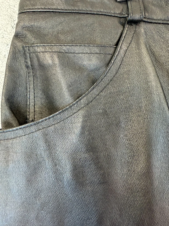 Venezia Vitale 100% Leather Pants Black Lined Women’s Size 18 Vintage Y2K - Image 4 of 4