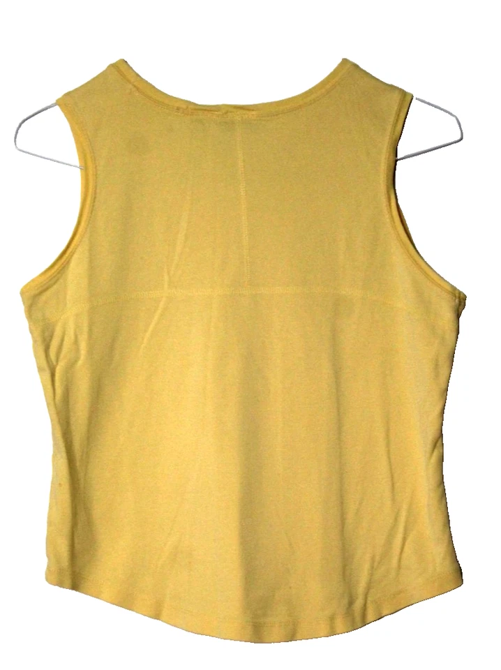 ALTHLETIC WORKS без рукавов футболка женщины размер L твердый желтый 100% хлопок вязаный - Изображение 4 из 4