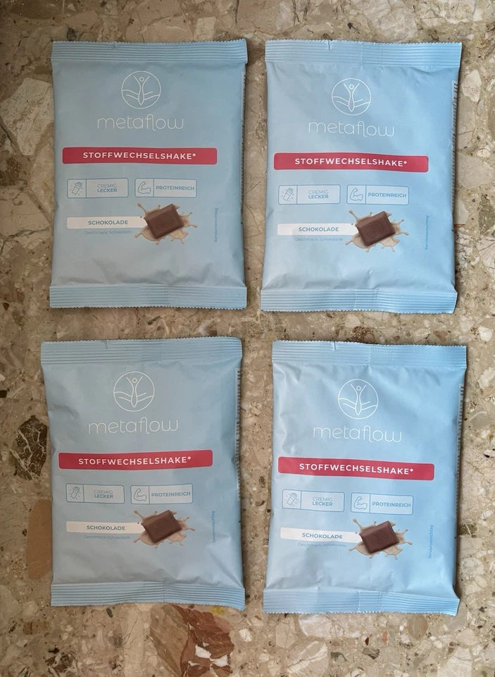 Metaflow Stoffwechselshake Schoko 4x50g Probiergrösse NEU