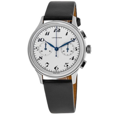 New Longines Heritage Chronograph Automatic Silver Men's Watch L2.827.4.73.0