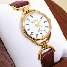 Working GUCCI Wristwatch Horsebit 6000L Gold White Dial 3162 From Japan