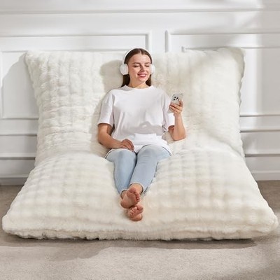  3 in 1 Bean Bag Chair Giant Bean Bag Chairs for Adults with Bubble - White