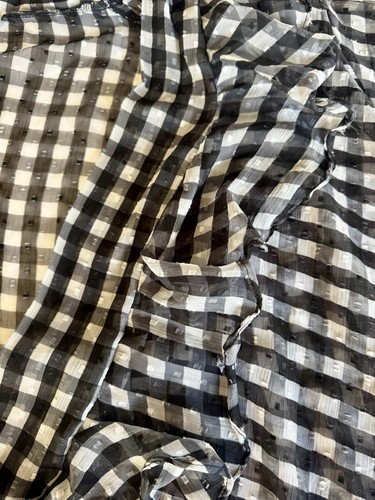 FREE PEOPLE Picnic Plaid Tie Front Ruffle Shirt Black&White Swiss Dot One Size - Picture 8 of 10