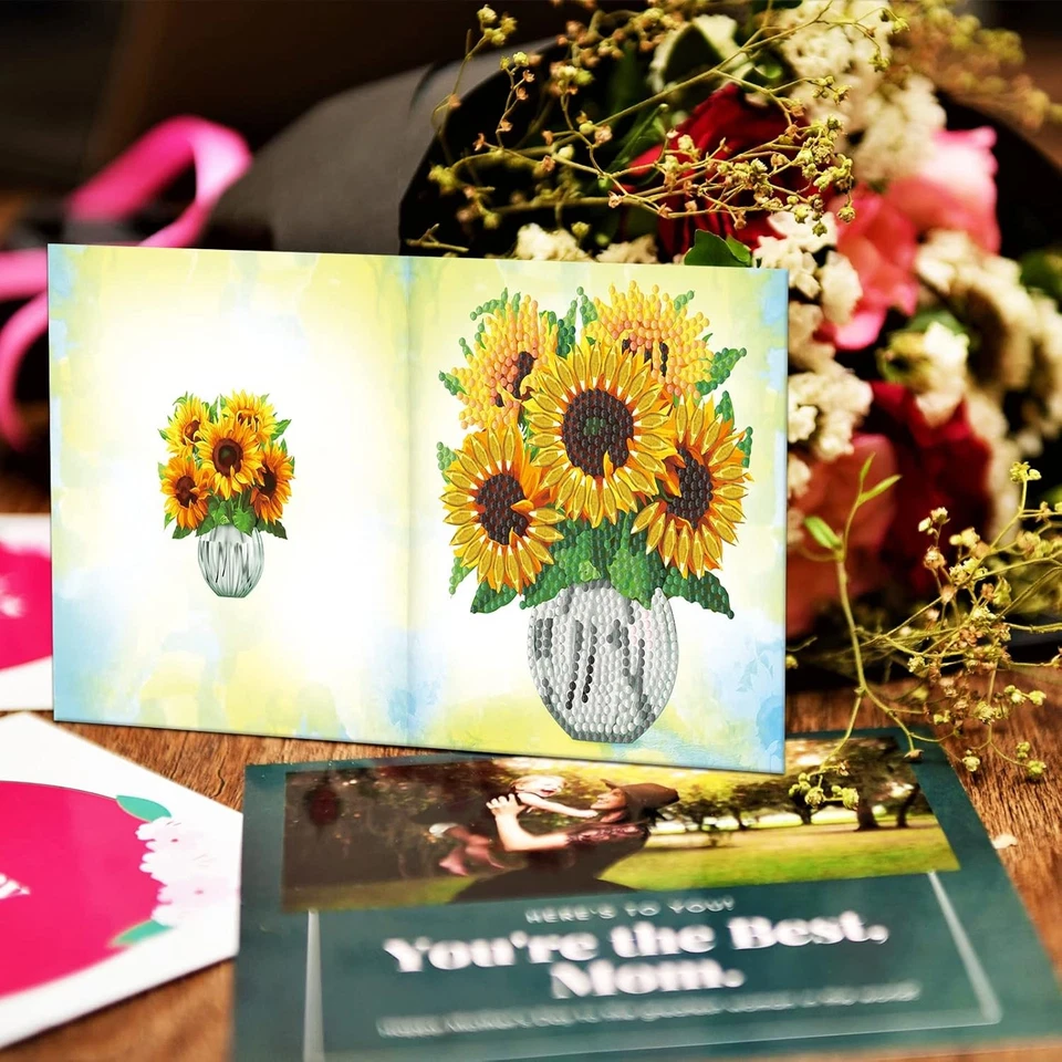 5D Diamond Art Greeting Card Kit DIY Rhinestone Birthday Christmas Cards - Image 4 of 4