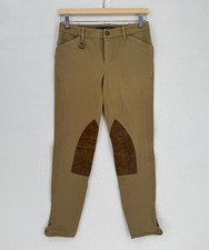 Ralph Lauren Tan Suede Patch Stretch Horse Riding Equestrian Pants Sz 4