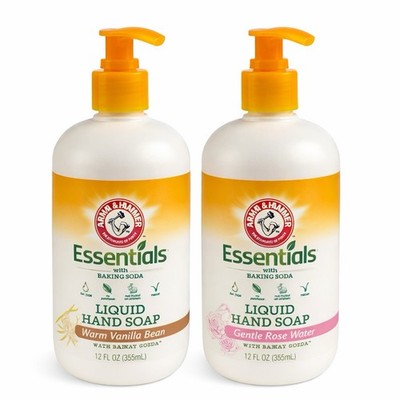 Arm & Hammer Essentials Hand Soap Gentle Rose Water Warm Vanilla Bean 2pc Set ne