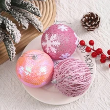 10CM Pink Christmas Ball Ornament for Tree Decoration and Holiday Displays