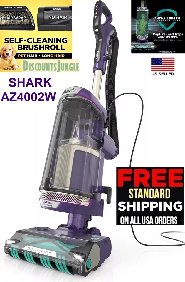Shark AZ4002W POWERDETECT Upright Vacuum Self Cleaning Brushroll Duoclean Odor