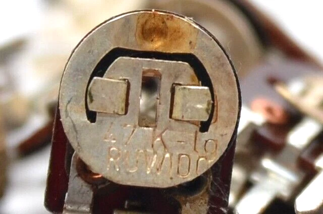 25x Vintage Mini-Trimmer / Potentiometer von Ruwido, 47 kOhm lg., stehend, NOS - Bild 3 von 4