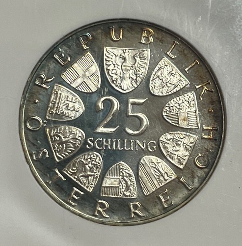 1966 Austria 25 Schilling 800 Fine Silver Coin Ferdinand Raimund NGC PF66 CAMEO - Picture 5 of 5