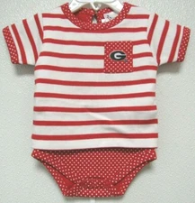 NCAA Georgia Bulldogs Circle G Stripe/Pin Dot Creeper Two Feet Ahead