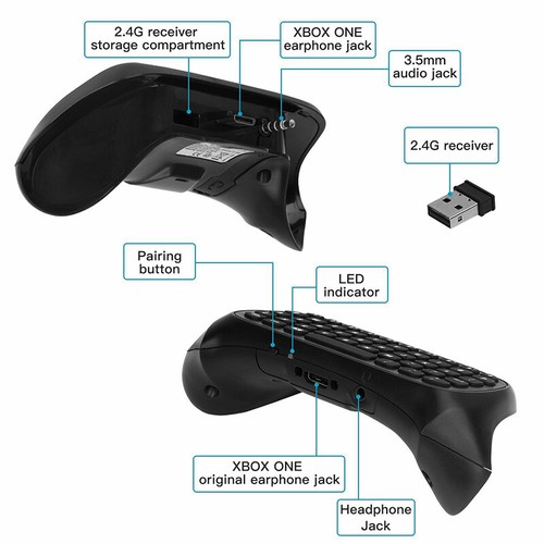 2.4G Message Keypad Chatpad For Xbox One Slim Controller Wireless Keyboard - Picture 6 of 13