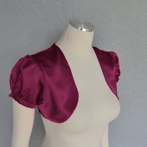 Satin Cropped Bolero Koti Kurzarm Damen Bolero Cardigan Bolero Jacke S109 - Bild 186 von 210