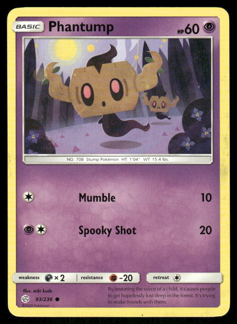 Phantump 93/236 Pokemon Cosmic Eclipse TCG trading card