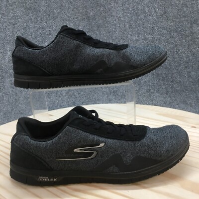 Skechers Shoes Womens 9.5 Go Mini Flex Galore Sneakers Black Leather Low 14982