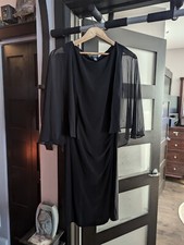 Chaps Sleeveless Sheer Cape Dress Black Size M