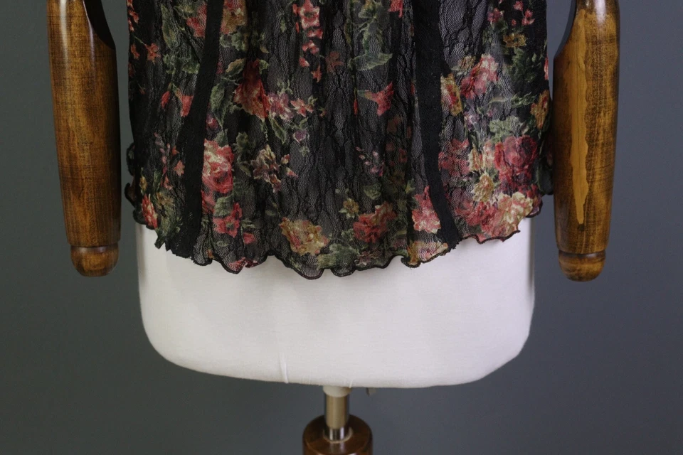 Blusa Top Denim & Supply Ralph Lauren Floral Cuello Cuadrado Encaje Superpuesto Talla L Foto 3 de 4