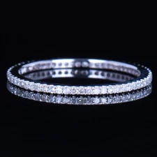 Natural Diamond Eternity Band Stackable Wedding Engagement 10k White Gold Ring