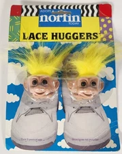 1991 Vintage Trolls Lace Huggers Yellow Hair Shoelace Clips NEW + Free Shipping