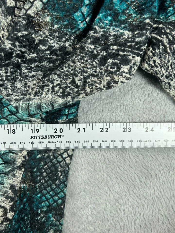 女式开衫掸子中号 DAVINA 绿色米色金属蛇开口长袖 — 第 2/4 张图片