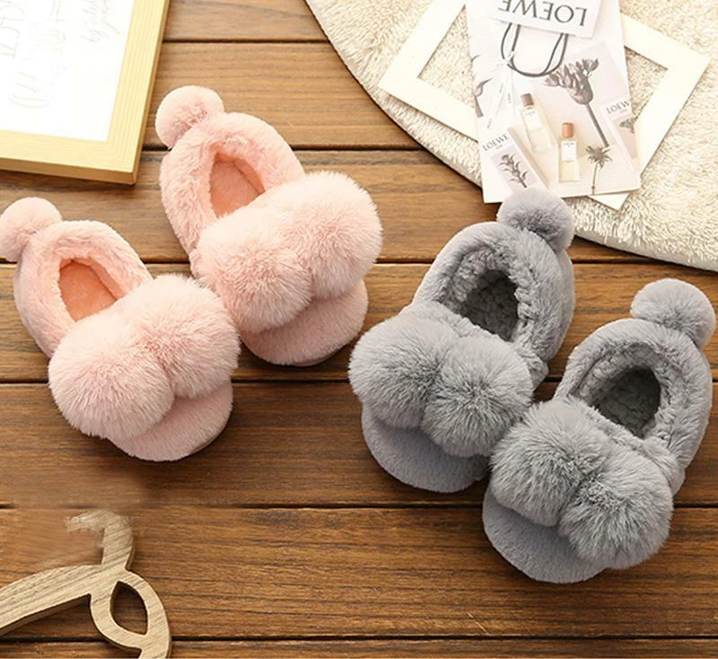 Warm Kids Cotton Shoes Slippers Girls Thick Bottom Home Indoor Winter | eBay