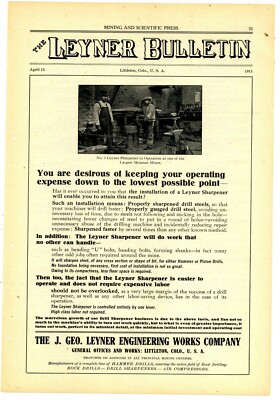 1911 Ingersoll Rand Ad: Little Giant Valve Rock Drill for Mining Operations Pic