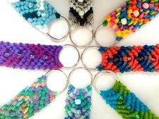 Handmade Beaded Macram  Keychain Key Ring Accessory Multicolor Boho Gift NEW