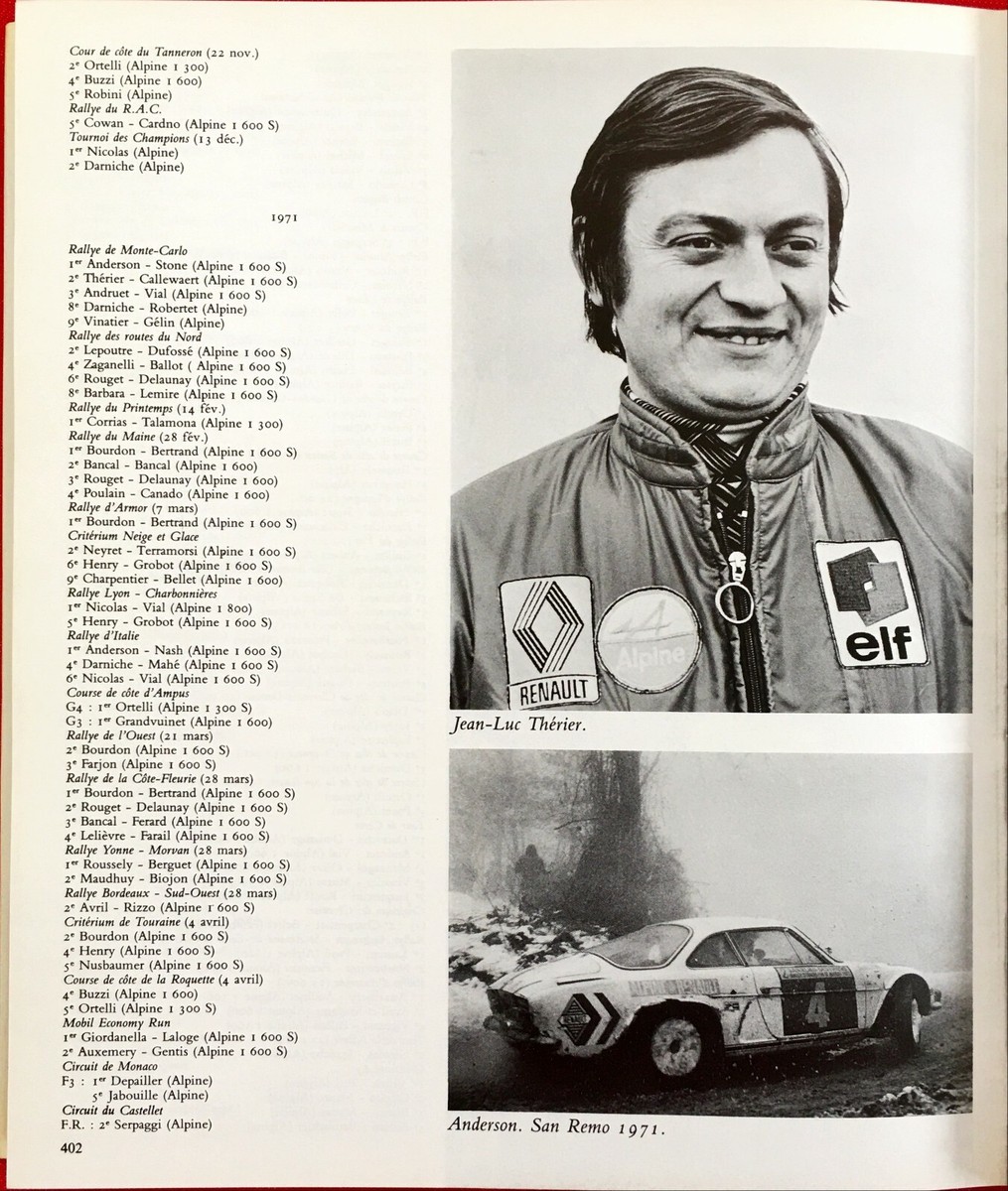 ALPINE A110 Berlinettes, A310, Prototypes, Monoplaces. Dominique