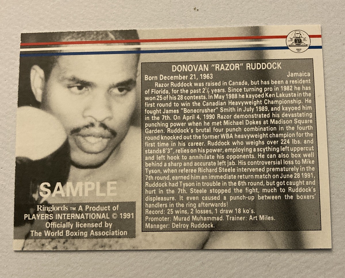 Donovan “Razor” Ruddock 1991 Ringlords Sample Boxing Card | eBay