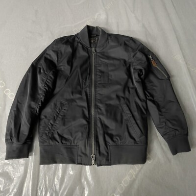 Abercrombie and Fitch 14-A-1892-2 Men's Black Military Bomber Jacket Distressed.