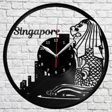 Singapore Vinyl Record Wall Clock Home Fan Art Decor 12'' 30 cm 5831