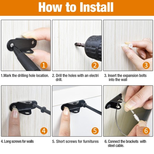 Furniture Anchors 10 Packs Anti Tip Furniture Anchors for Baby Proofing Furni.. - Picture 8 of 9