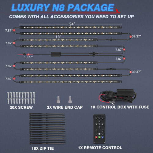 MICTUNING N8 Aluminum RGBW LED Car Underglow Light Kit Wireless App & Remote - Picture 9 of 15