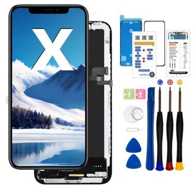 For iPhone X Screen Replacement LCD Display 3D Touch Digitizer Assembly ...