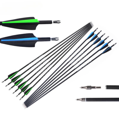 6/12pcs Carbon Arrow 31.5 Inch Spine 500 Archery Arrows Rubber Feather