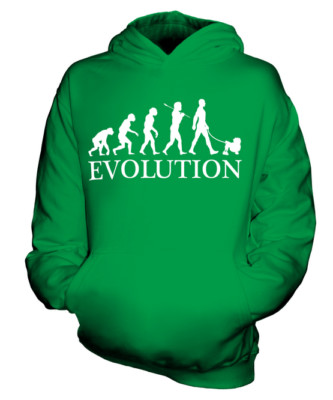 LOWCHEN EVOLUTION OF MAN KINDER HOODIE JUNGEN HOODY MÄDCHEN HUNDELIEBHABER GESCHENK