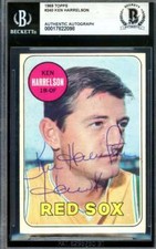 Ken Hawk Harrelson Beckett BAS Vintage Signed 1969 Topps Autograph