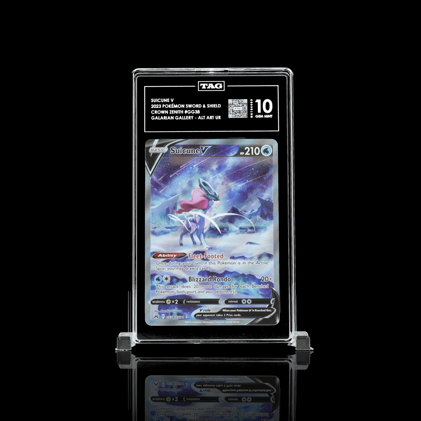Suicune V GG38/GG70 Crown Zenith Pokemon Card Rank 1 TAG 10