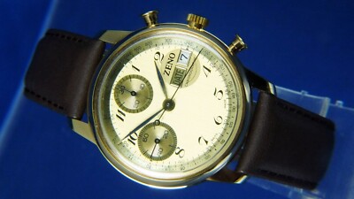 Seltene Zeno Handaufzug Chronograph Uhr Valjoux 7765 / 7750 Uhr NOS 1980er NEU