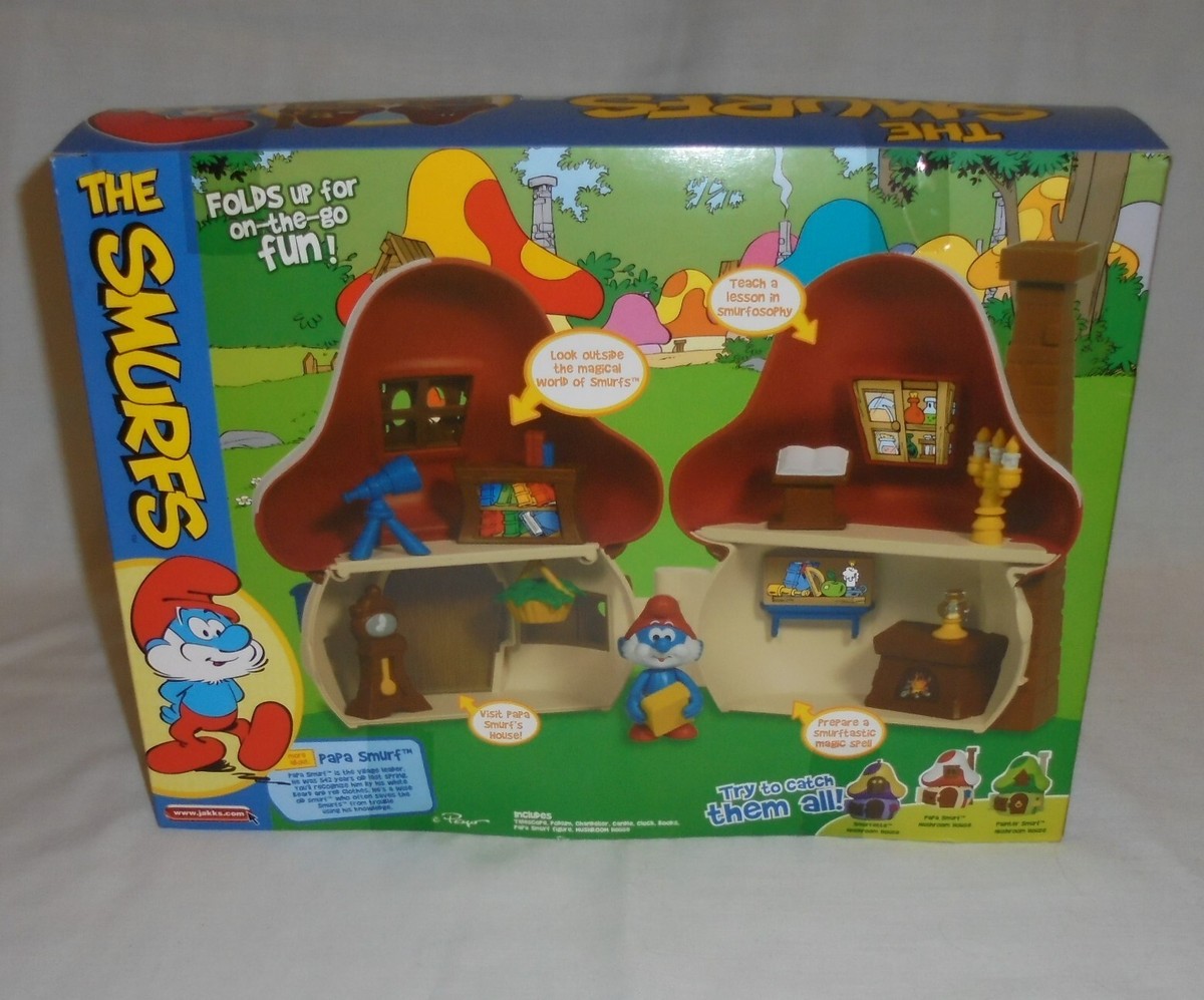 The Smurfs Red White Mushroom House Playset Papa Smurf Figure Peyo