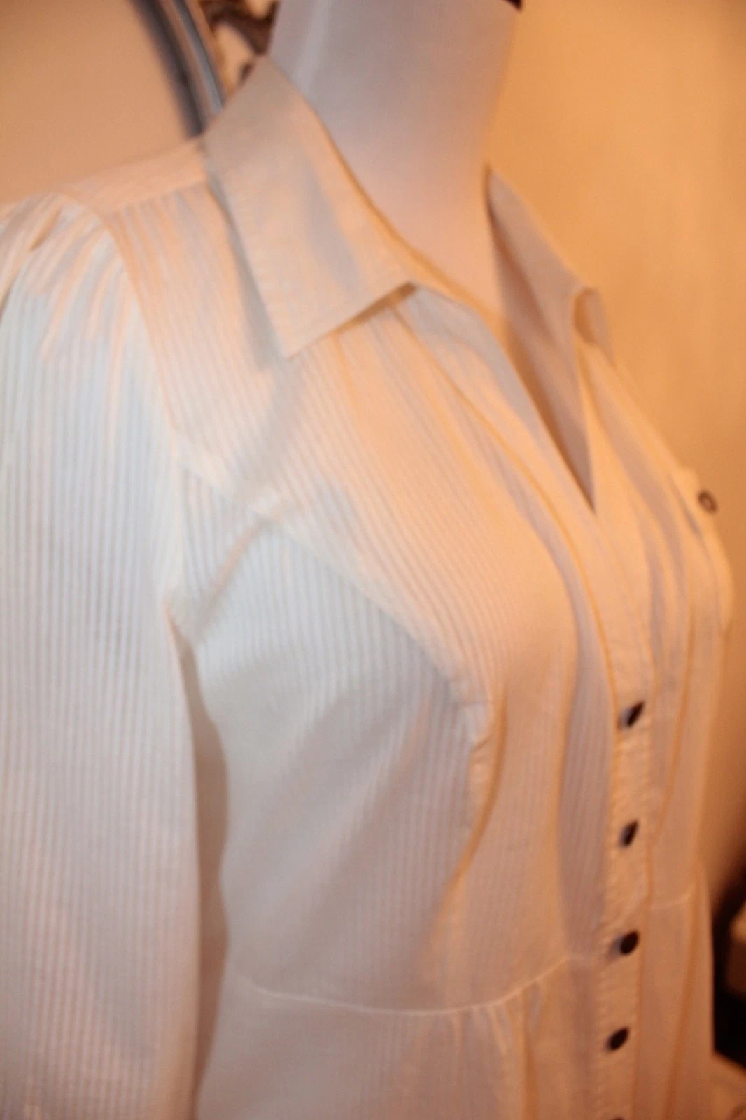 OFF WHITE Abito Camicia Nuovo Edme Asyllte by Anthropologie Bottoni 100% Cotone Off White 6 S