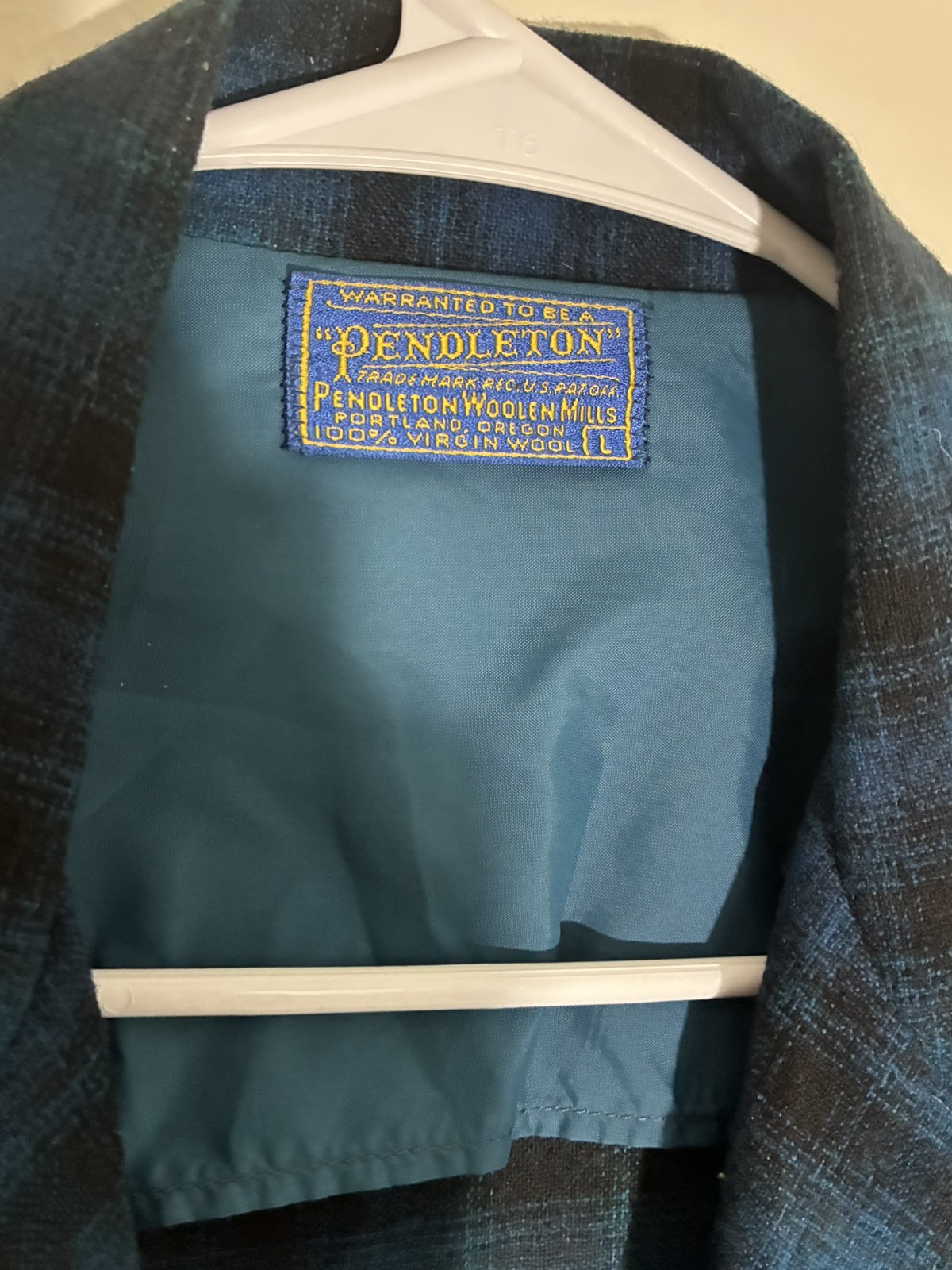 Pendleton Black & Blue Shadow plaid Jacket  "L" - image 2