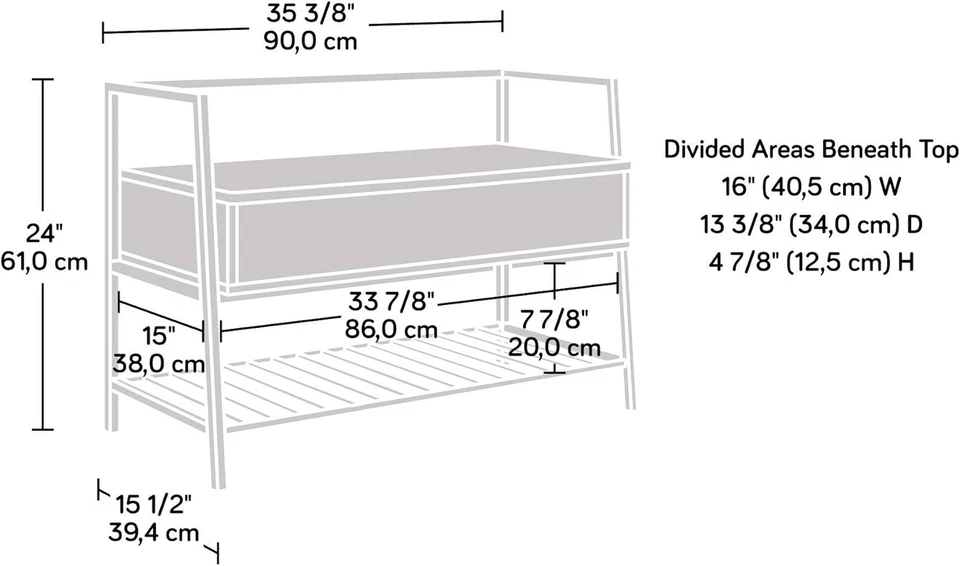 Sauder North Avenue Storage Bench, Smoked Oak finish 24.09", Finish  - Image 3 of 4