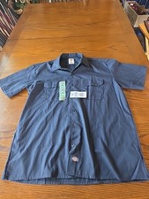 Dickies Flex Work Shirt Mens Large Navy Short Sleeve Button Up Uniform - NEW