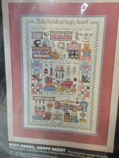 Dimensions 3144 Cross Stitch Kit Busy Hands Happy Heart NOS Crafter Gift Vtg 