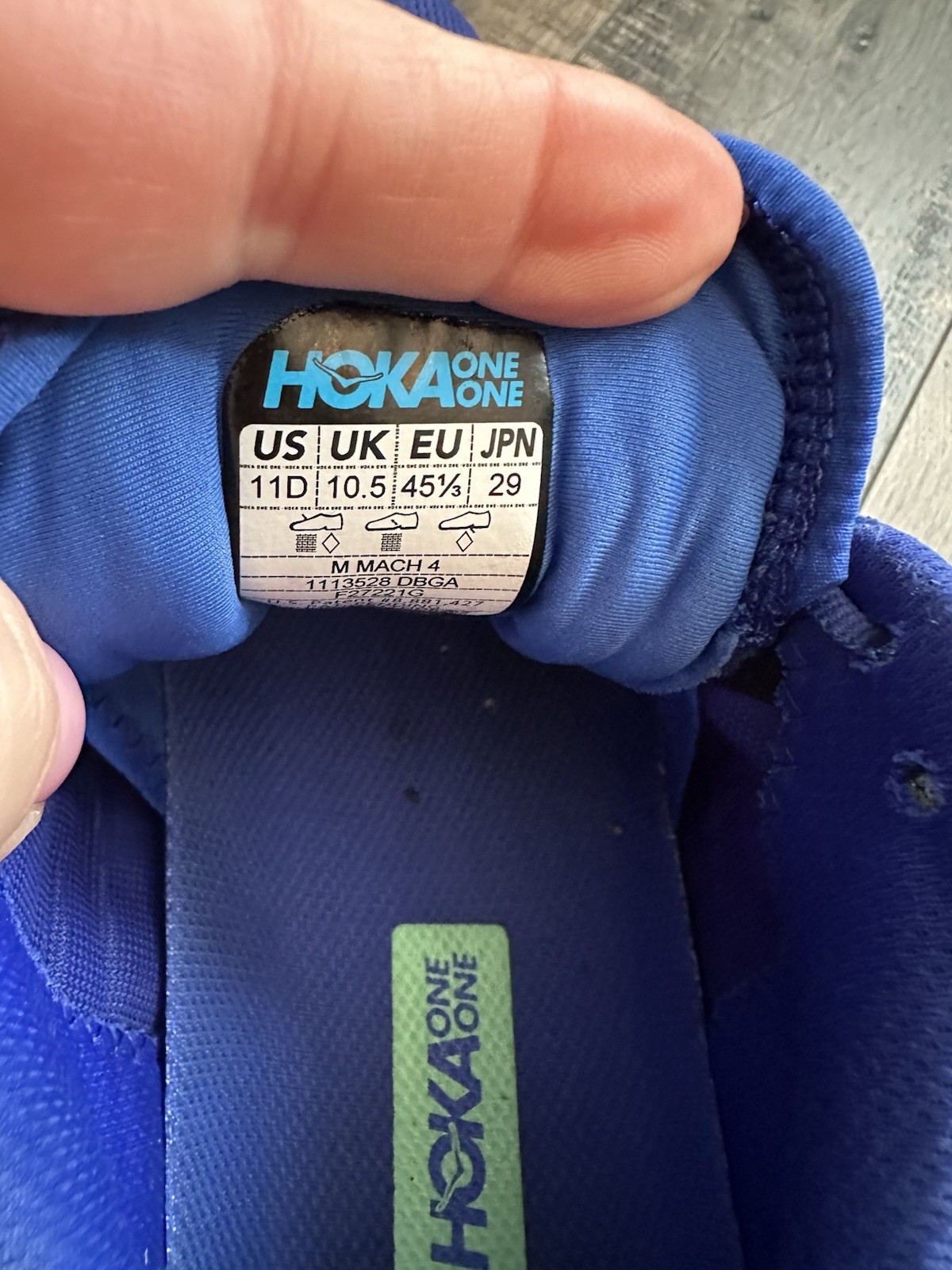 Hoka One One Mach 6 Men’s US Size 11 Dazzling Blue/Green Running Shoes thumbnail 7