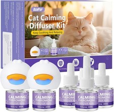 Cat Calming Diffuser 4 Refill Solutions, 2 Plugs- Cat Pheromones Calming Diff