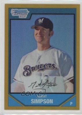 2007 Bowman Chrome Prospects Gold Refractor 36/50 Gerrit Simpson #BC29 y6z